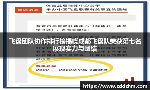 飞盘团队协作排行榜揭晓成都飞盘队荣获第七名展现实力与团结